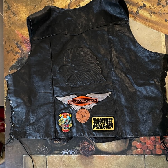 All American Rider Leather Vest Sz XXXL Harley-Davidson Patches Daytona 1994 - Picture 10 of 14